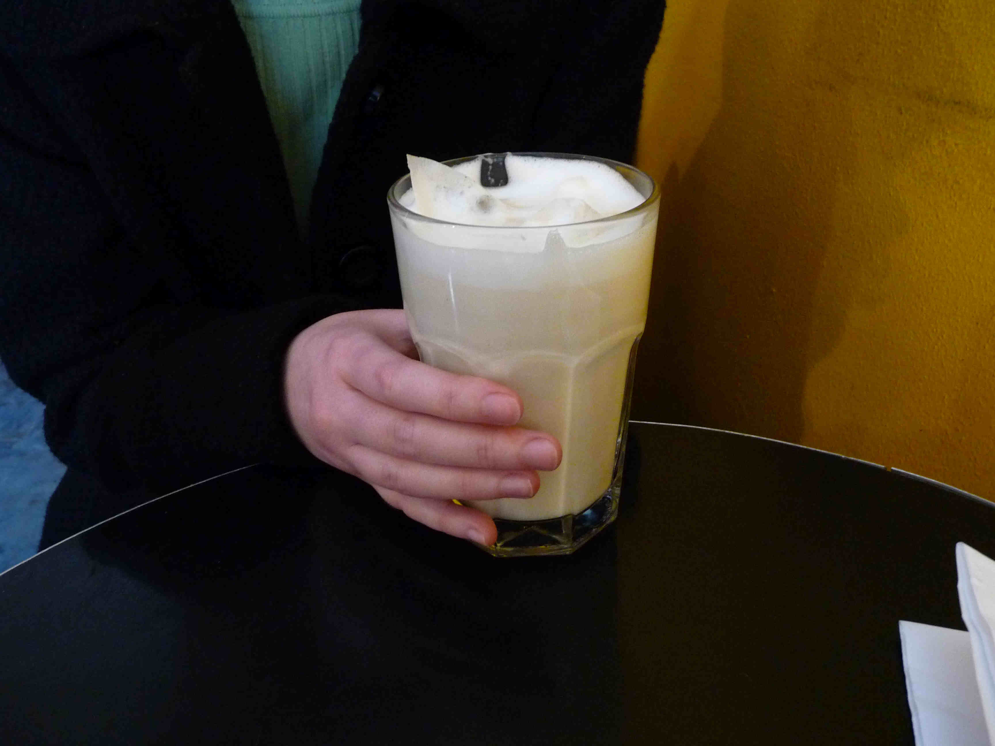 motherfoolschaismall The Chai latte; notice the teabags steeping in the milk.